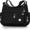 WITERY Nylon Crossboby Bags for Women - Waterproof Zipper Multi-Pocket Crossboby Purse Lightweight Shoulder Bag