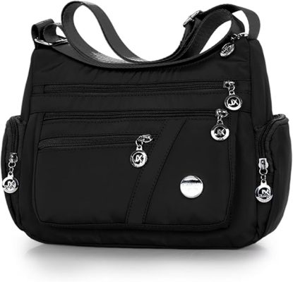 WITERY Nylon Crossboby Bags for Women - Waterproof Zipper Multi-Pocket Crossboby Purse Lightweight Shoulder Bag